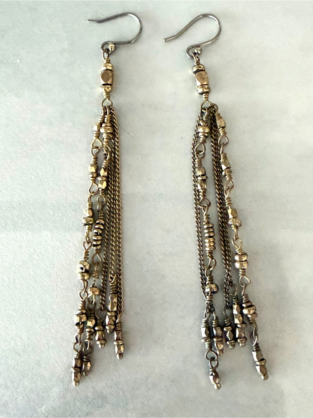 Versatile Lucky Brand Goldtone Chain Tassel Earrings, Boho Dangle